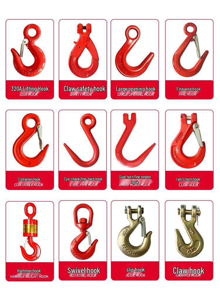 Swivel Hoist Hook with Anti-Release Buckle and Horn Design