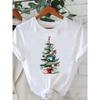Printed Fashion New Year Women's T-shirt Top Merry Christmas Clothing Coffee Love Cute Holiday Pattern Round Neck Short Sleeve