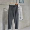 Men's Spring Casual Elastic Waist Skinny Pants - Anti-wrinkle with British Style for Boys