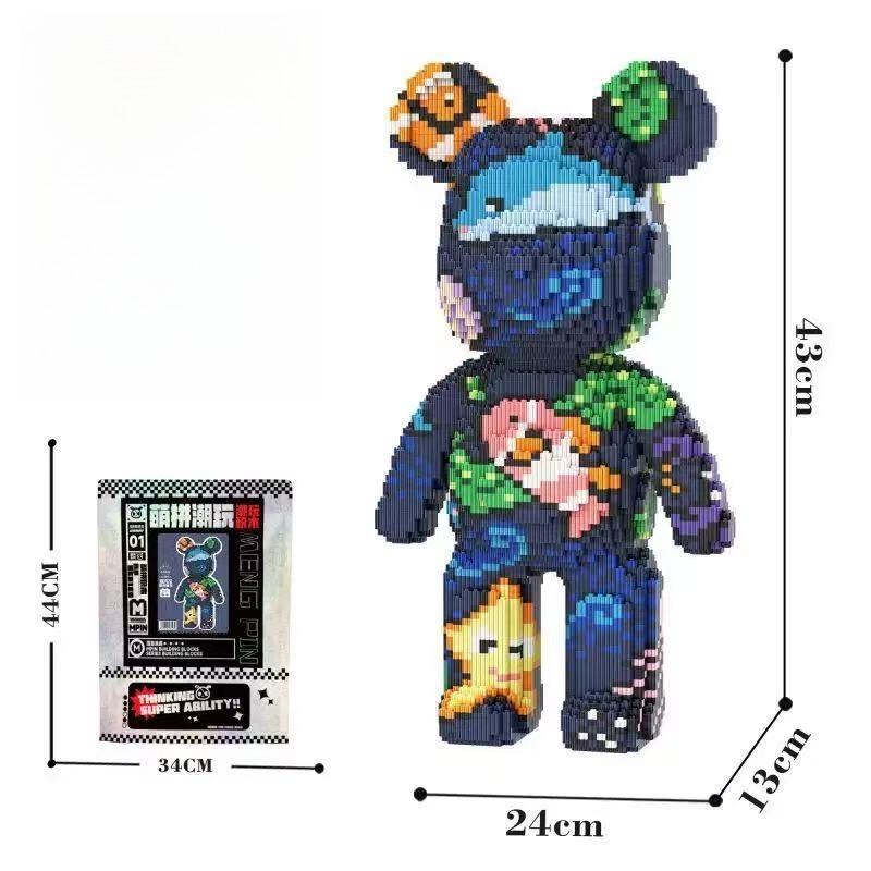 Big 43cm 3D Kawaii Bear Horse Model Micro Diamond Building Block Brick Toys For Children Adult Birthday Gifts Home Ornament