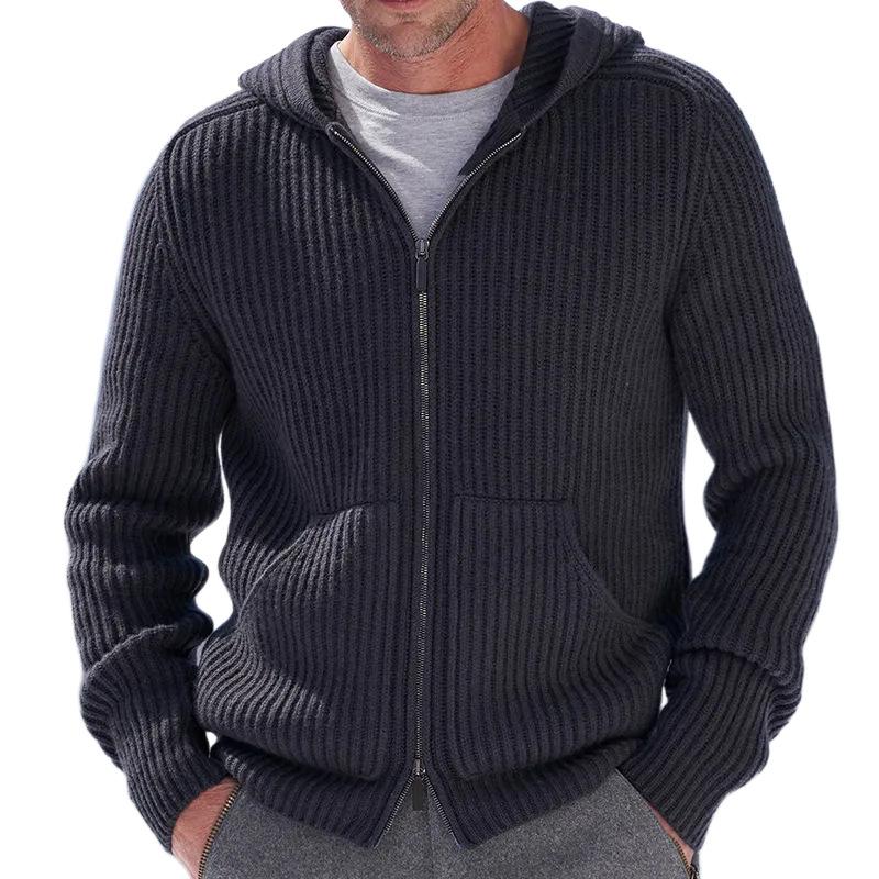 2025 New Men's Knitted Sweater Hooded Long Sleeve Knitted Sweater