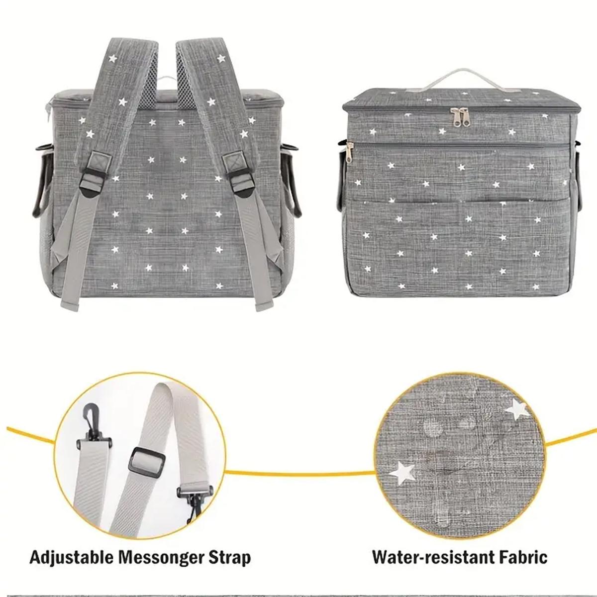 

Универсальный органайзер для коляски, водонепроницаемая сумка для подгузников, органайзер для коляски с подстаканником и плечевым ремнем, рюкзак, сумка для мамы серый