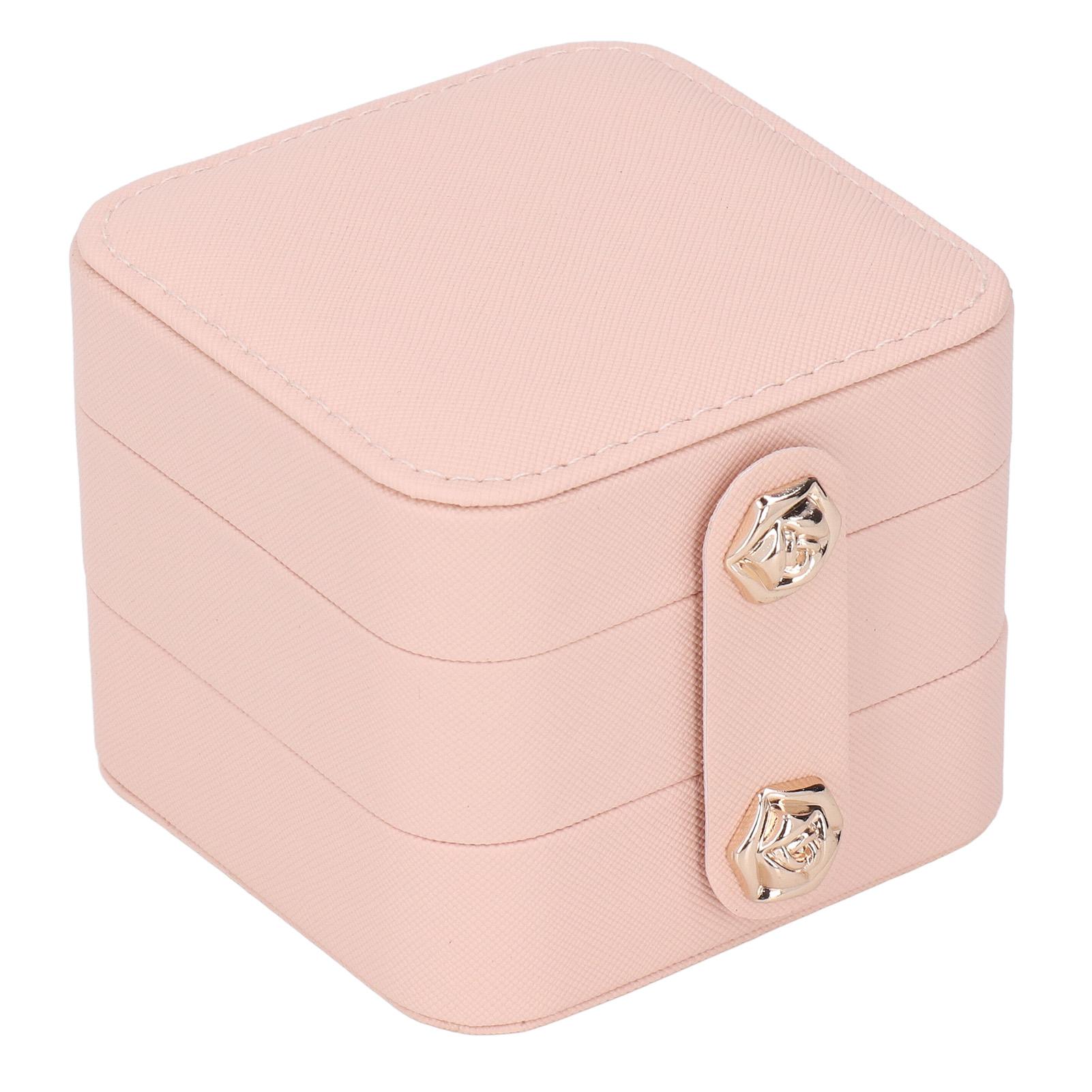 

Рожева портативна багатошарова дорожня шкатулка для прикрас з ПУ-шкіри для дому, для каблучок, сережок, намиста