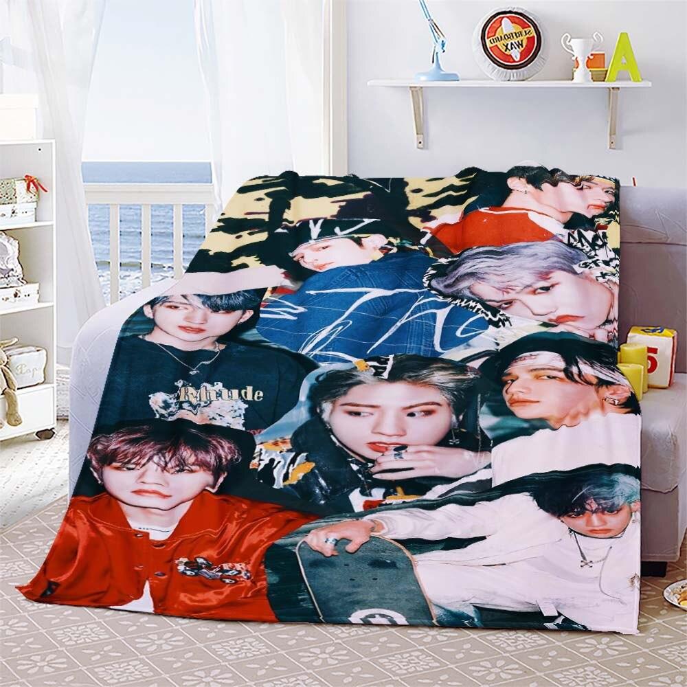 Stray Kids Blanket Soft Sofa Cover Kpop Singer Throw Blanket Flannel Blanket Lightweight Warm Bed Blankets for Bedroom Couch