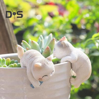 Miniaturní závěsné figurky koček, květináč, váza, objímač z pryskyřice, kotě, květináč, závěs na květináč, soška kočky pro bonsai, terárium, okraj, dekorace do vílí zahrady