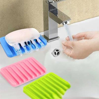 Suport creativ pentru săpun din silicon, color caramelă, organizator de scurgere a săpunului, fără instalare, cutie de săpun, accesorii pentru baie