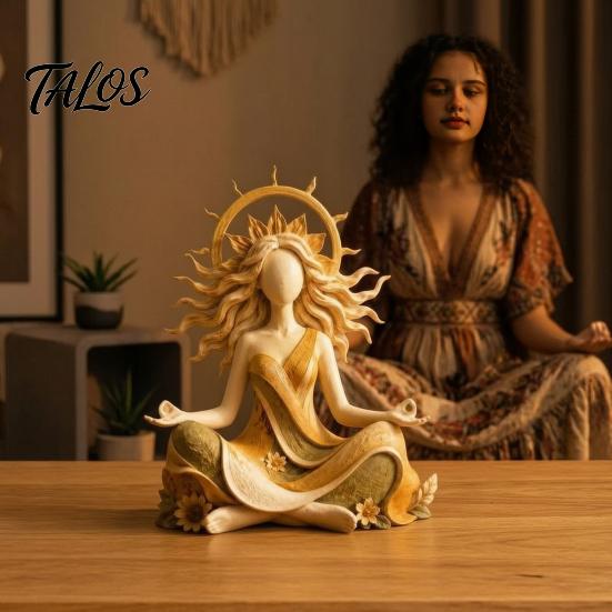 Yoga Studio Zubehör Meditierende Sonnengöttin Harzstatue, Spirituelle Figur, Boho Entspannungsraum Akzente Zen Stil Schreibtisch Hausdeko Ornament