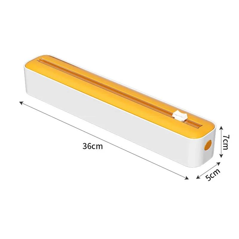 Zásobník na potravinářskou fólii 2 v 1 Zásobník na obal s řezačkou Úložný box na hliníkovou fólii Řezačka strečové fólie Kuchyňské příslušenství