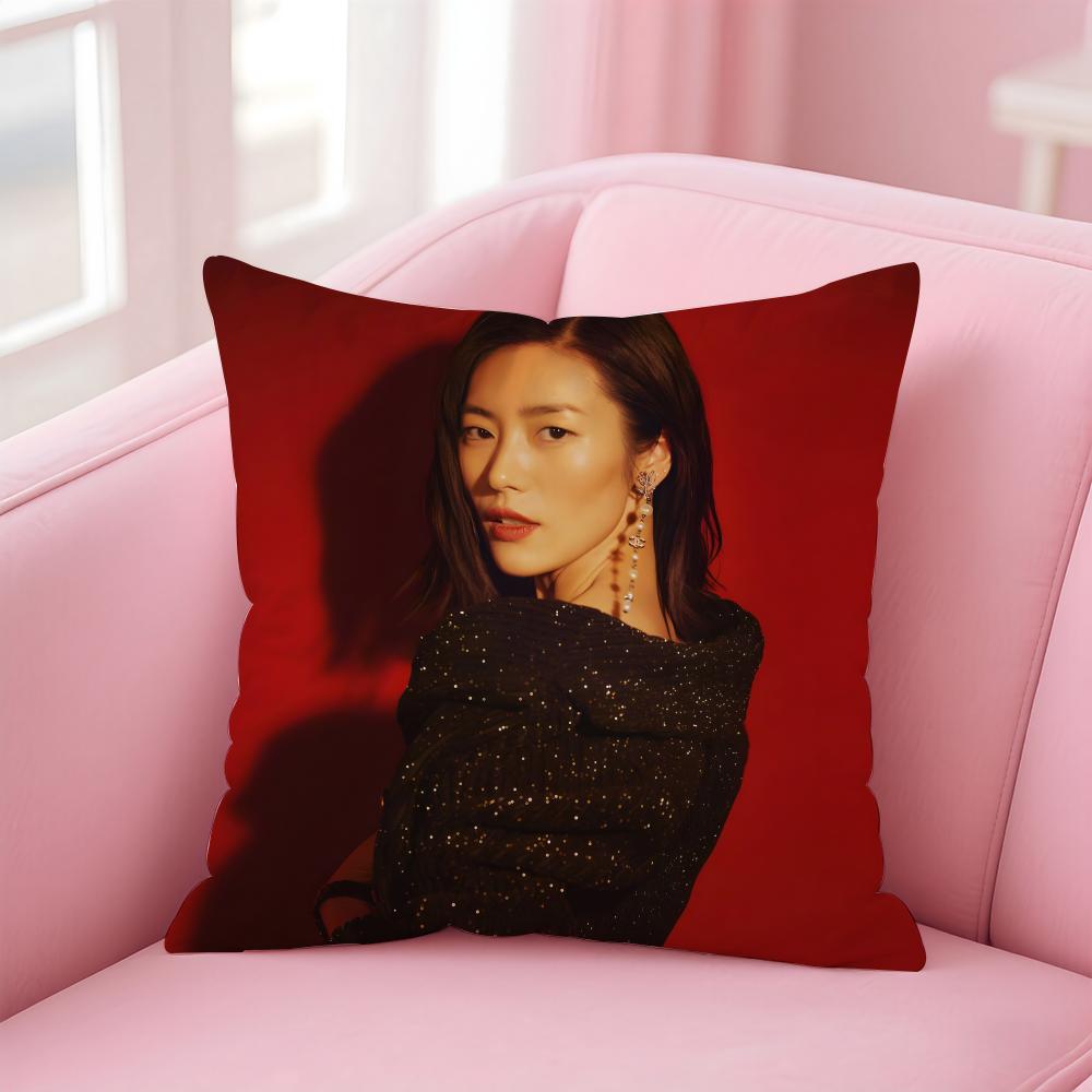 Popular Fashion Chinese Sexy Model LLiu Wen Cushion Cover Pillowcase Short Plush Invisible Zipper Room Sofa Cushion Cover