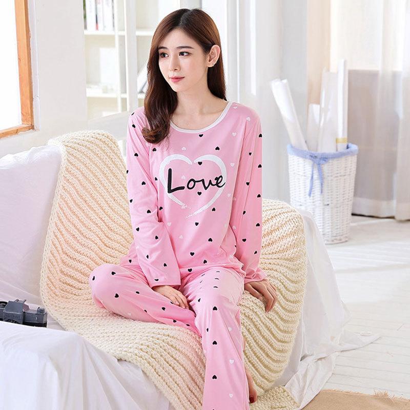 2PCS Pajamas Set Women's Long Sleeve Sleepwear Cartoon Cotton Homewear for Women Spring Autumn Loungewear Fashion Home Clothing