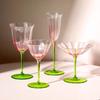 Vintage French Crystal Glass Flower Goblet, Elegant Champagne & Cocktail High Stem Drinking Cup