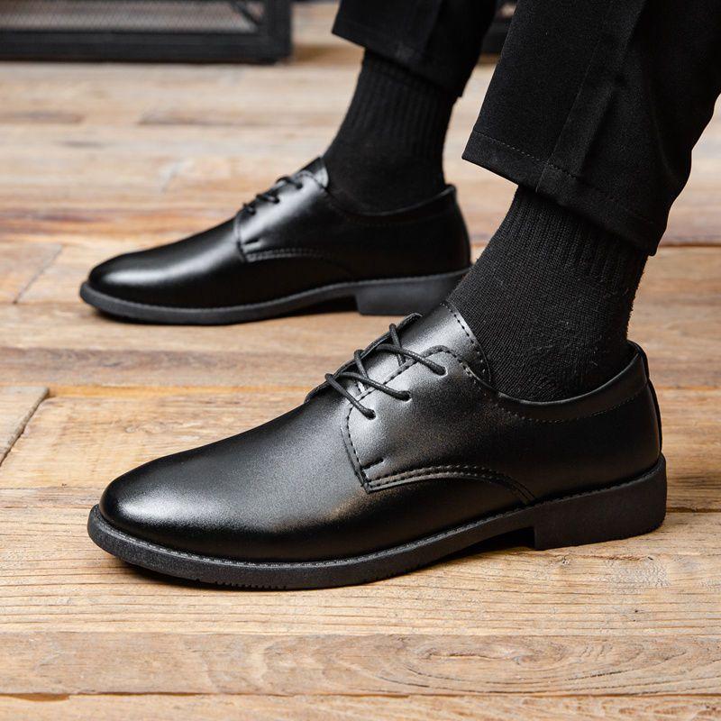 Spring and Autumn Breathable Men's Shoes Korean Edition British Black Wedding Shoes Casual Business Dress Leather Shoes Men's Work Best Man Shoes