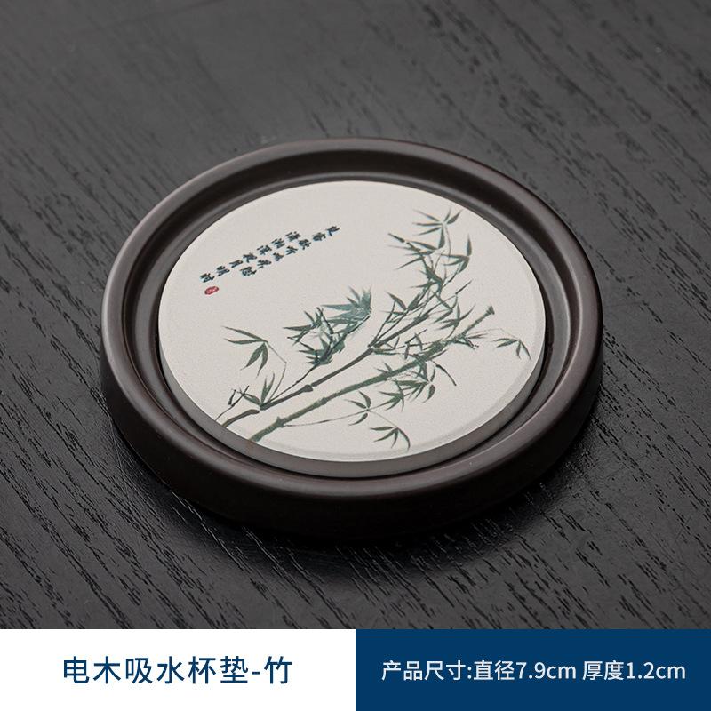 Phenolic Absorbent Coasters with Storage Holder Creative Tea Cup Mats Heat Resistant Coffee Tea Accessories for Home Office