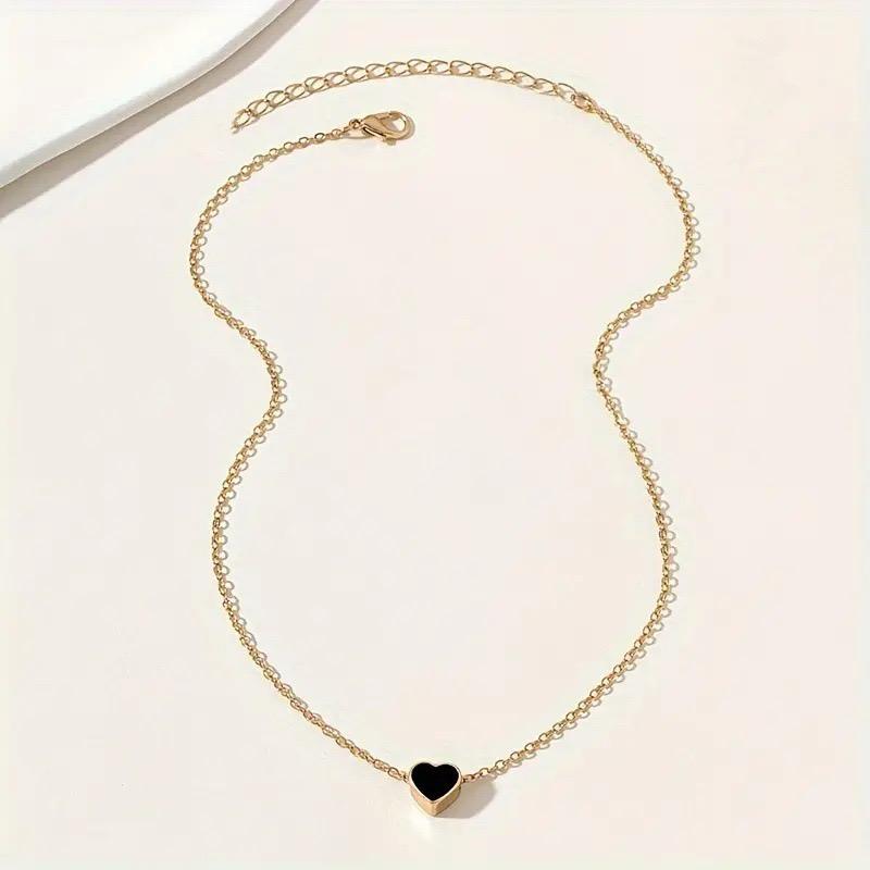 Europäische und amerikanische modische Damen-Halskette mit schwarzem Herz und einfacher Knochenkette als Accessoire
