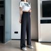 Women's High Waist Wide Leg White Suit Pants - Spring/Autumn Thin Style, Straight Loose Fit with Elegant Drape, Trendy and Versatile.