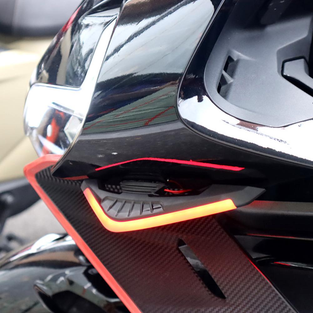 2Pcs Motorcycle Front Side Spoiler Winglets Aerodynamic Wing Set Fixed Wind Wings with LED Light and Adhesive Decoration Sticker