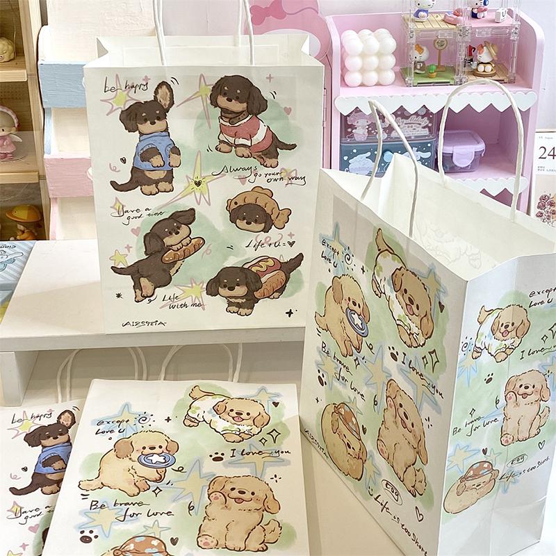 Cute Dog Paper Bag Handbag Shopping Bag Packaging Bag Gift Bag Storage Bag Gift Packaging