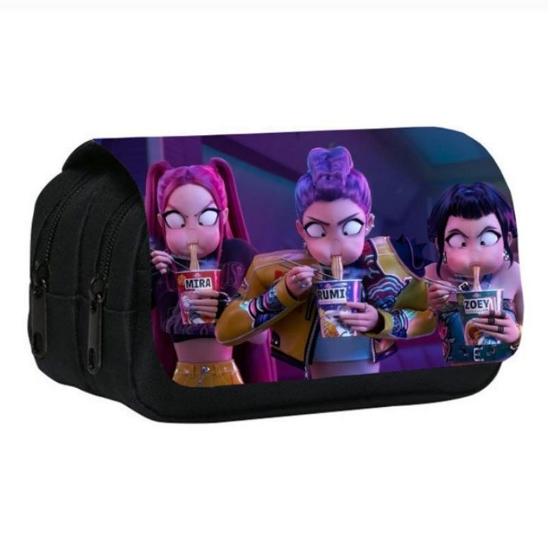 Kpop DHunter Student Pencil Case Large Multi-layer Pen Bag Case For Girl School Pen Bag Cartoon Demon Pencil Box Pen Holder Case