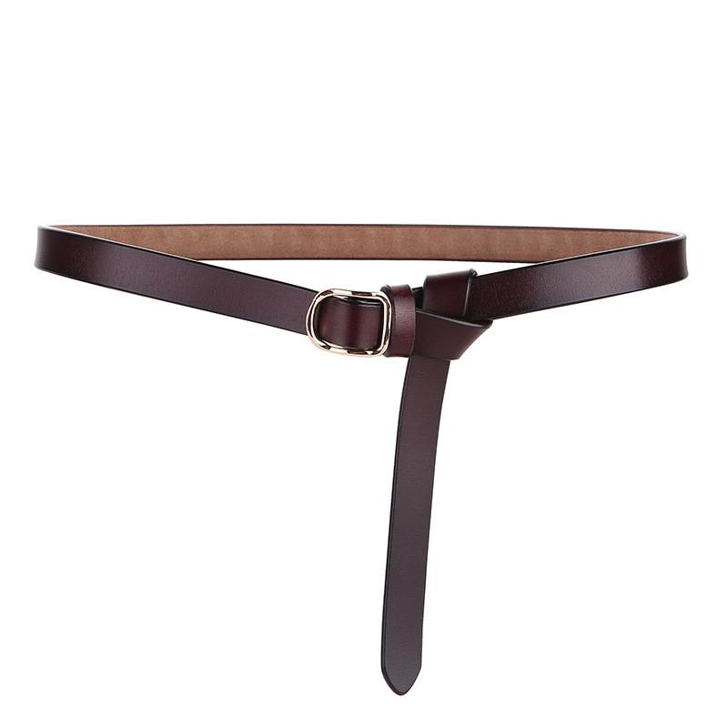 Genuine Leather Womens Belt With Alloy Closure And Slim Width For Casual And School Outfits
