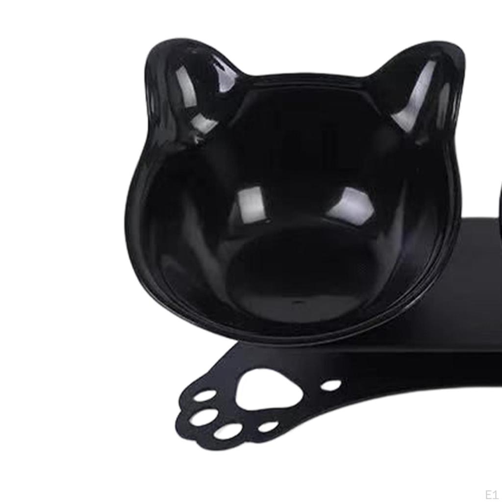 Cat Elevated Double Bowls Raised Pet Feeder Removable Portable Tilted Water Dispenser Supplies