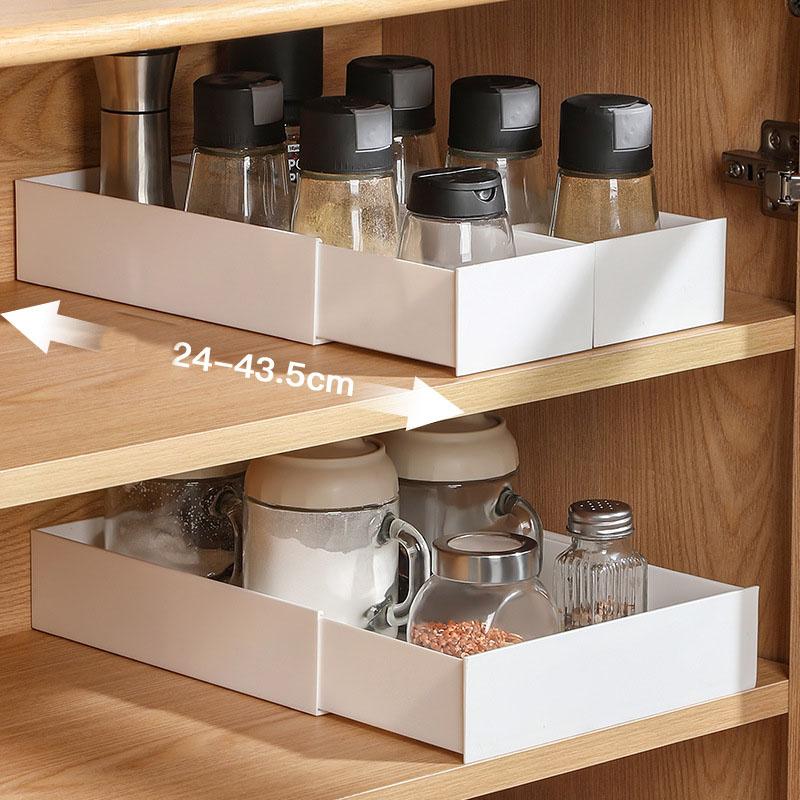 Pull-out Cabinet Organizer Kitchen Sliding Cabinet Basket Organizer  Retractable Drawer Dividers Plastic Cosmetic Storage Box