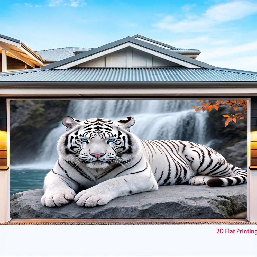1 piece of snow-white Tiger King, polyester banner background fabric, perfect for room decoration and celebration events
