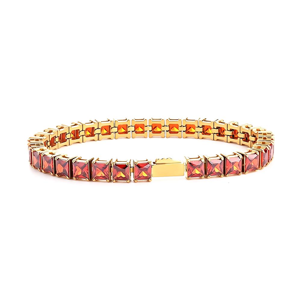 Multi-colored fashionable 4mm wide tennis chain, zircon sparkling hip-hop style exquisite jewelry bracelet for men and women