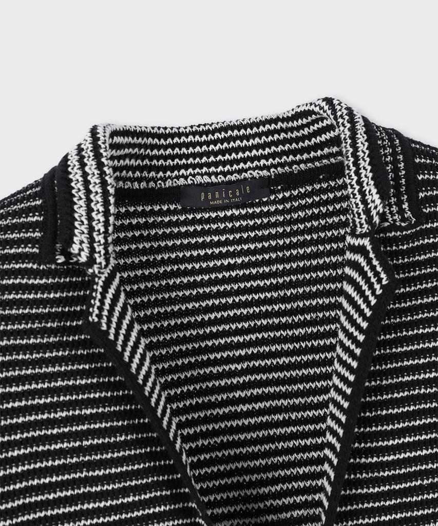Panicale Cotton Blend Striped Knit Jacket [Navy]