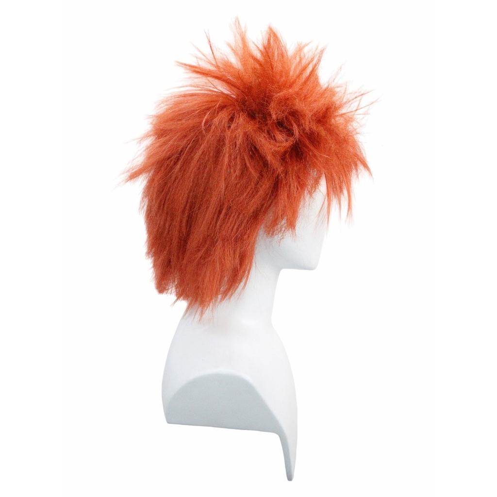 Orange Explosive Spiky Top Upward Fluffy Layered Medium Wig, Synthetic Edgy Style for Cosplay