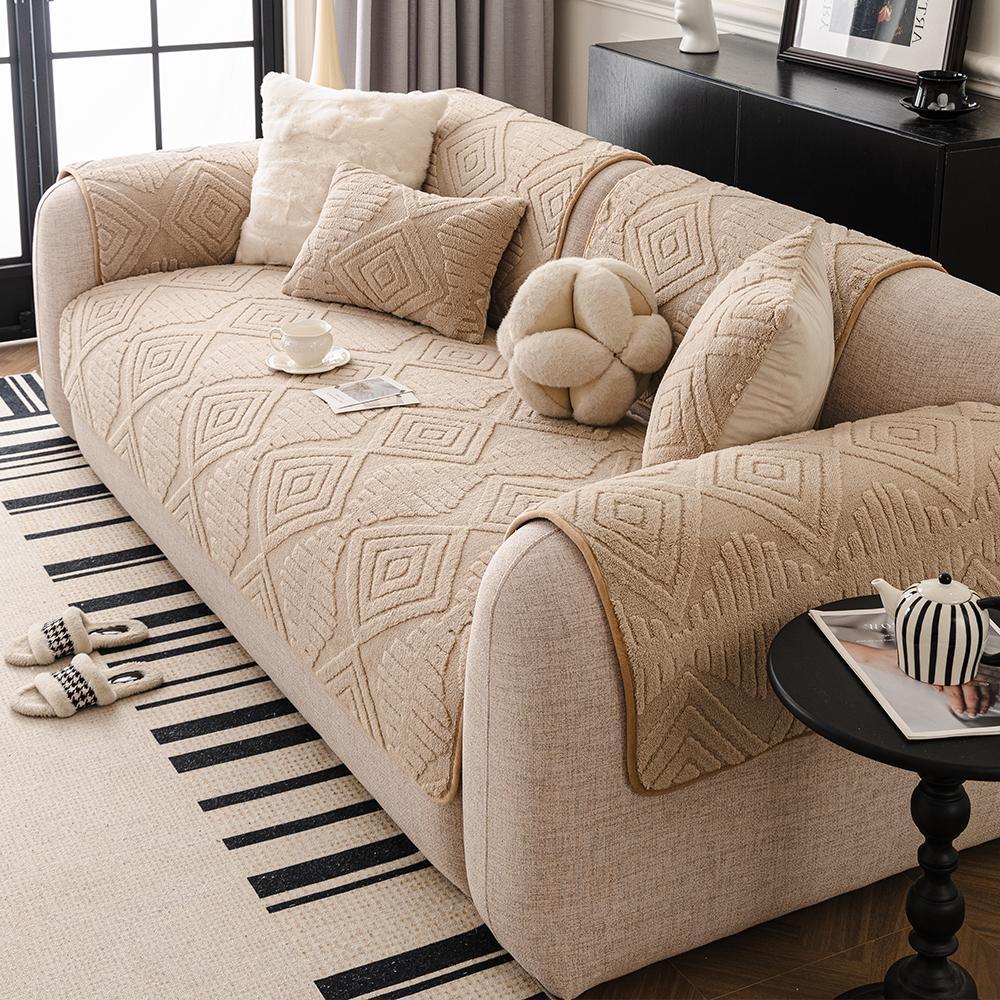 Husa de pernă de pluș căptușită pentru canapea pentru sufragerie Husa de protecție pentru canapea Husa de șezut pentru canapea Jacquard Anti-alunecare pentru iarnă