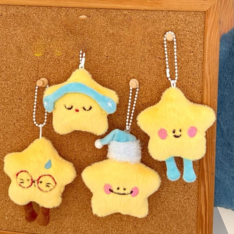 Soft Star Keychain Plush Toy Charm For Bags Backpacks Car Decoration