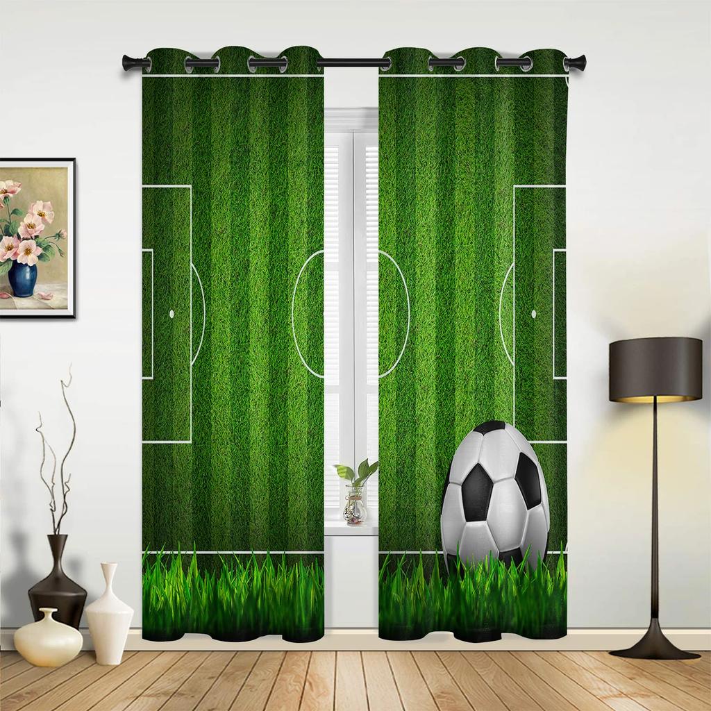 Soccer Balls Football Design Curtains Bedroom Living Room Drapes Kitchen Children Window Curtain Home Decor Modern Made Of Polyester Area Treatment