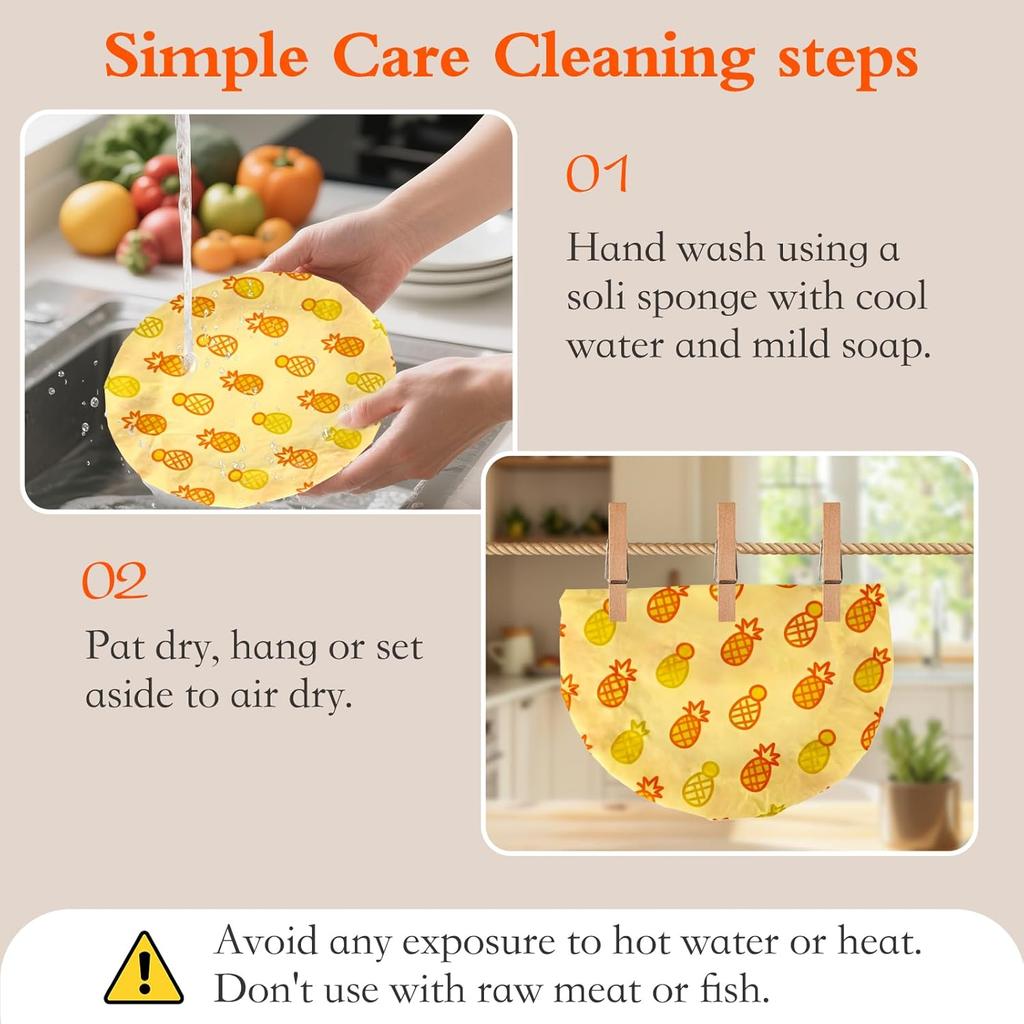4 Pack Beeswax Bowl Covers,Reble Beeswax Bowl Covers, Elastic Cotton Cloth Sourdough Bread Cover, 7.8/11.8Inch Reble Bowl Caps for Bread Proofing