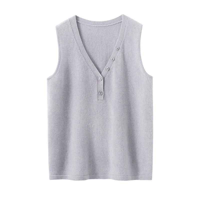 2025 Autumn/Winter French V-neck Sleeveless Slimming Cashmere Knit Vest Extra Large