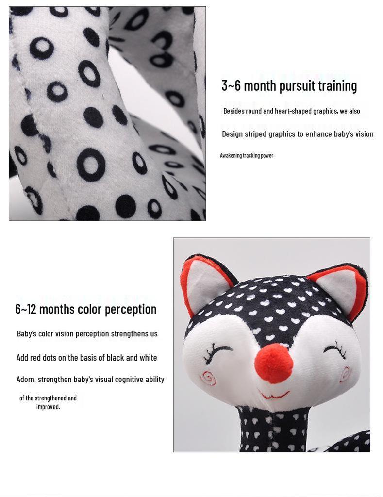 Newborn Black and White Visual Training Crib Hanging Plush Toy for Soothing Babies