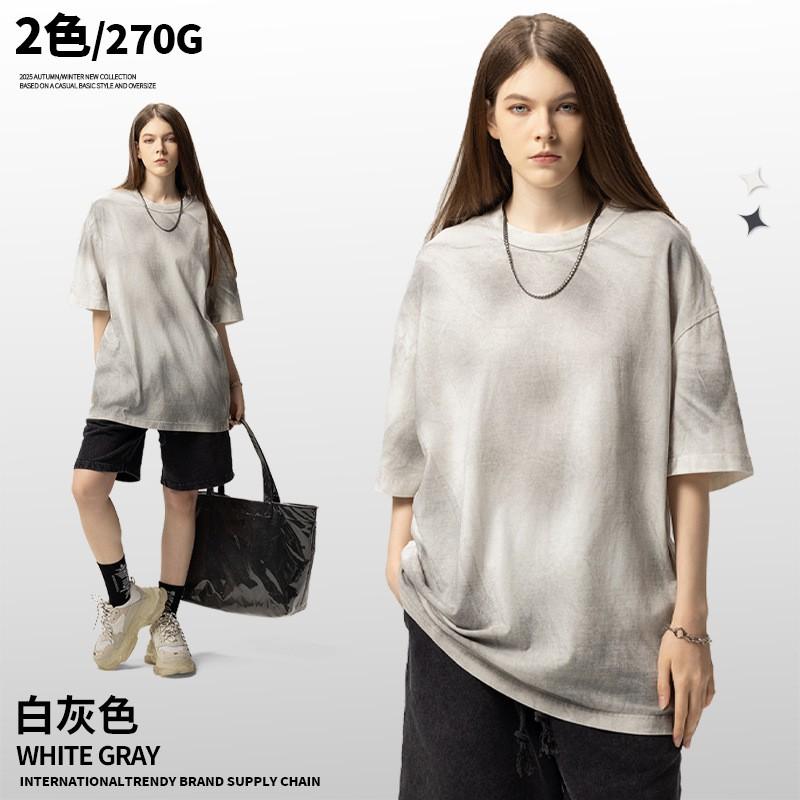 Mens Oversized Heavyweight Cotton Tee Vintage Washed Relaxed Fit Short Sleeve T-Shirt