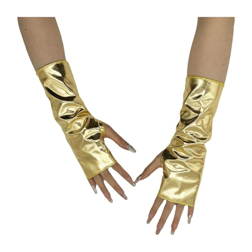 Solid Color Fingerless Mittens Imitation Leather Rock Gloves Punk Style Short Gloves  Friend Gift