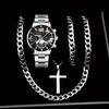 Steel Belt Quartz Watch, Luminous Calendar Business Casual Simple Men's Watch