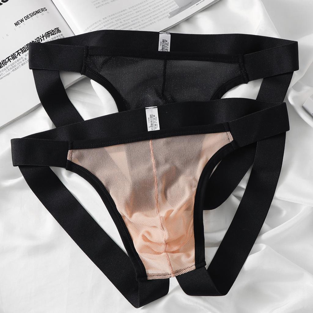 Men's Underwear Transparent Mesh Fun Thong Men's Solid Color Thong Underwear