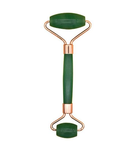 Rose Quartz Facial Roller & Heart-Shaped Gua Sha Set - Double-Headed Eye Massager and Lifting Tool.