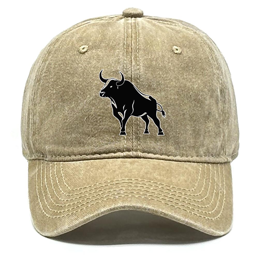 Unisex Snapback Baseball Hat Bull Print Hats For Man Raw Brim Adjustable Buckle Adjustable Caps Ideal Choice For Men And Women