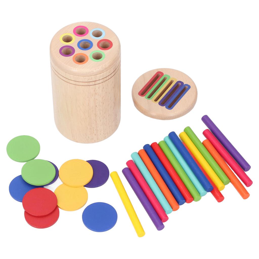 Wooden Learning Color Sorting Toy Educational Fine Motor Skills Sensory Matching Game with 16