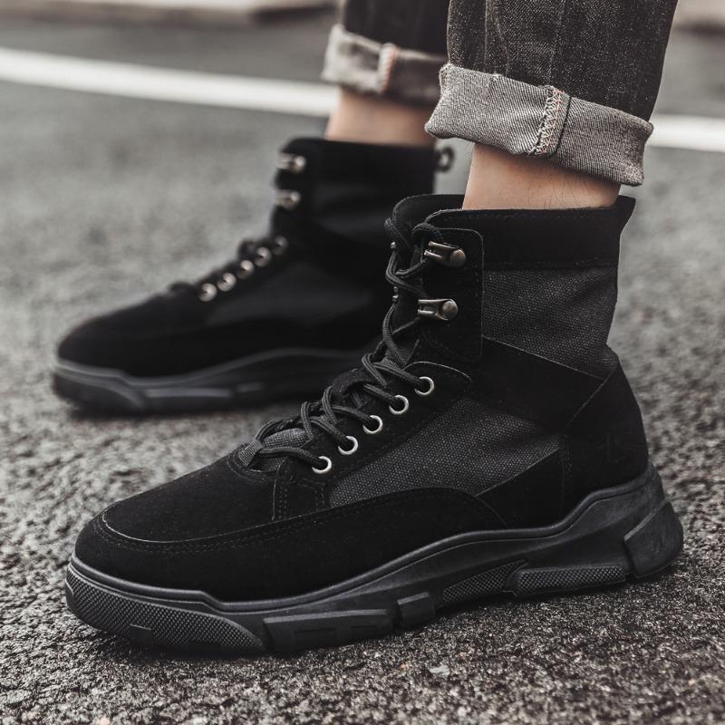 Martin boots men's autumn new lightweight breathable men's boots fashion high-top canvas sports and leisure shoes