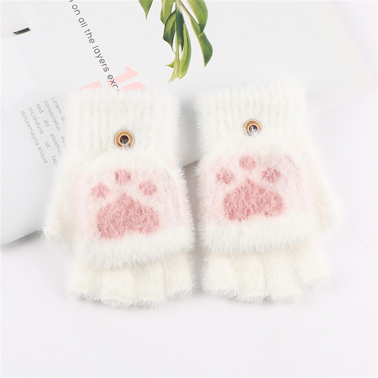 

Унисекс зимние кашемировые вязаные силиконовые нескользящие утолщенные теплые флисовые перчатки One Size белый