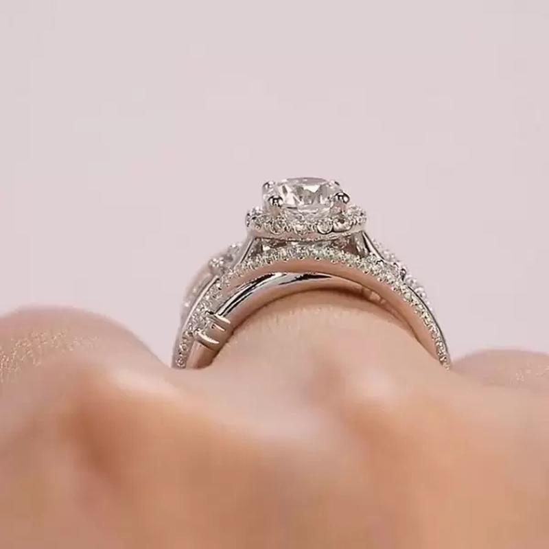 Huitan Luxury Wedding Rings for Women Fancy Cross Design Inlaid Shiny CZ Stone Fashion Versatile Female Finger-ring Gift Jewelry