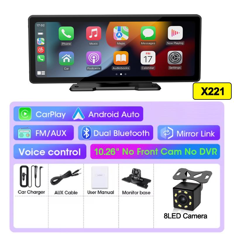 Universal 10.26" Portable Carplay for Car Touchscree Wireless Carplay Screen Wireless Car Stereo BT with Carplay Android Auto