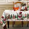 Christmas Snowman Candy Xmas Tree Tablecloth for Table Decor Reusable Winter Kitchen Dining Tablecloth Christmas Decorations