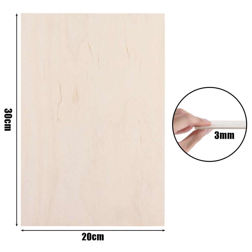 Set of 12 Wooden Planks, 300mm X 200mm, 3mm Thick. Ideal for DIY Projects, Hobby Crafts, Model Making, and More. Ultra-thin, Unpainted, Perfect for Ha