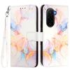 For Xiaomi Poco M7 Plus 5G/M7 4G (169mm) Case with Strap Marble Pattern Leather Phone Cover Card Holder
