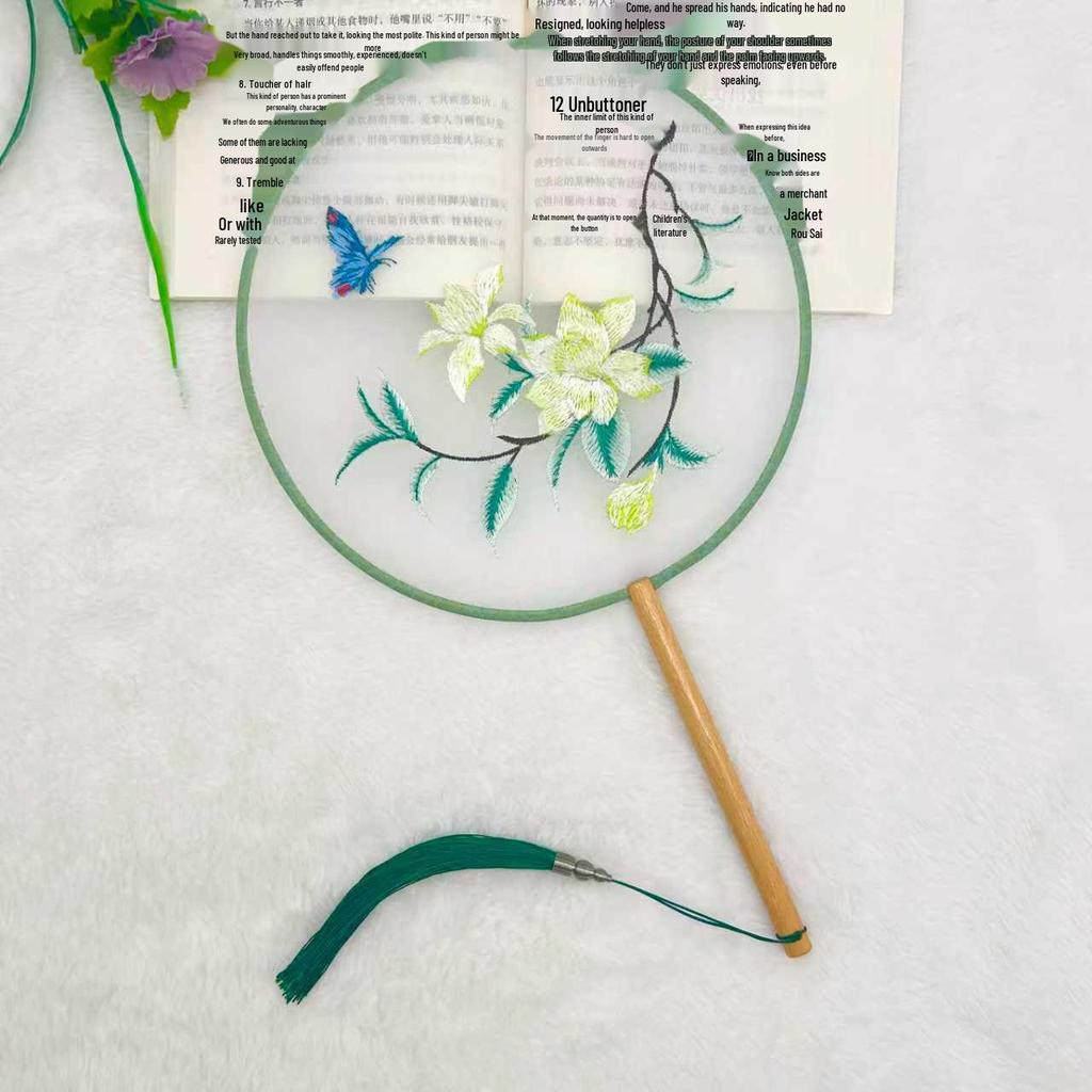 Ancient Style Single-Sided Suzhou Embroidery Dance Fan